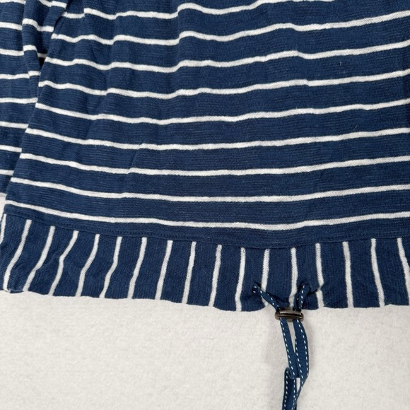 J Jill Shirt Womens Size XS Petite Navy Blue White 3/4 Sleeve Striped‎ Linen - Picture 3 of 6